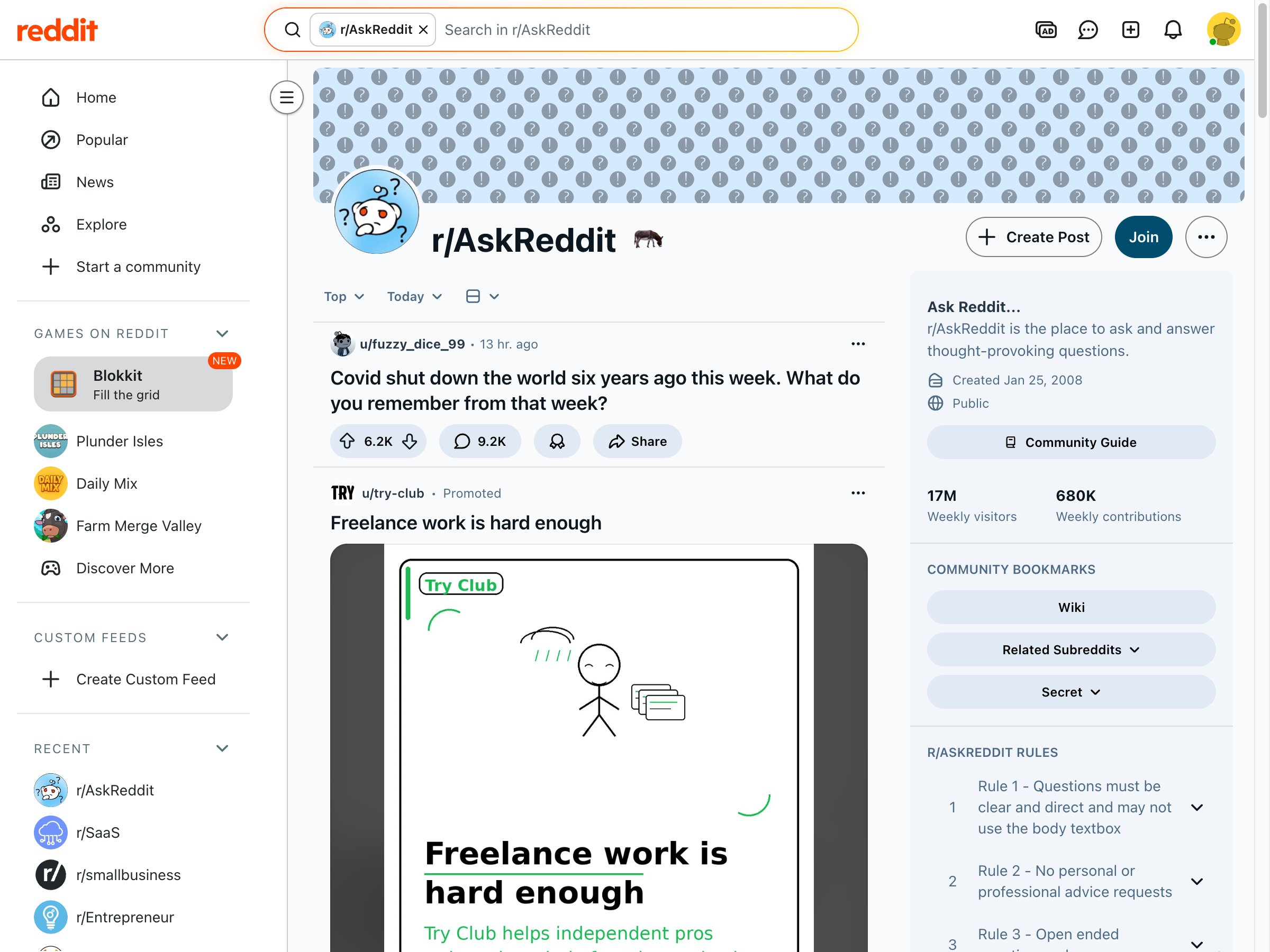 r/AskReddit top post with 6.2K upvotes and 9.2K comments — illustrating how comment engagement vastly exceeds upvote counts on popular Reddit threads